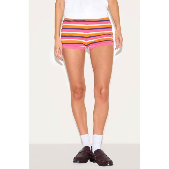 Abercrombie & Fitch Striped Ultra Short Shorts Cotton Size 10 - Picture 7 of 7